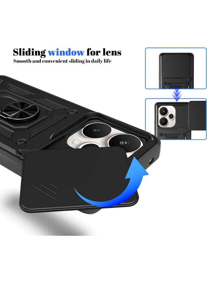 ثلاثة نمور for realme 15 / 15 Pro 5G Case Cover, غطاء عدسة الكاميرا الشريحة, حامل الحلقة المغناطيسية مقعد الحماية حالة الهاتف ل realme 15 / 15 Pro 5G, أسود - Image 4
